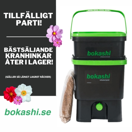 Startkit svart/grön - 2 st bokashihinkar med kran + 1 kg strö  i gruppen Landshopping.se / Trädgård / Trädgårdsredskap hos Landshopping (10013_211-102)