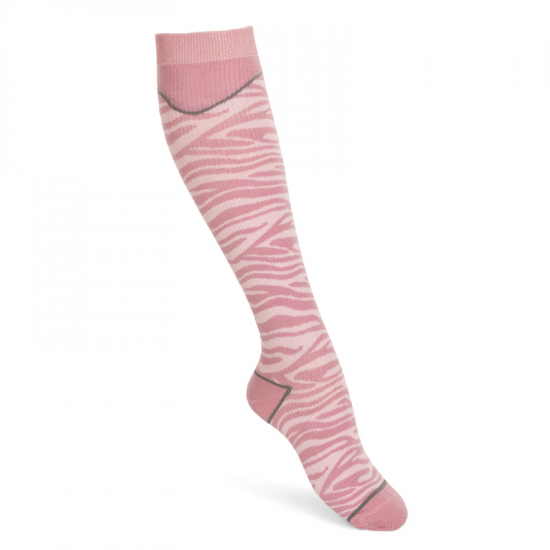 Stödstrumpor ekologisk bomull zebra rosa