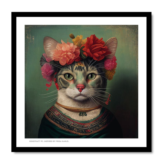 Inramad print (24X24 cm): Konstkatt 1 – Frida Kahlo i gruppen Landshopping.se / Hem & Hantverk / Inredning / Tavlor & Posters hos Landshopping (10041_Print01)