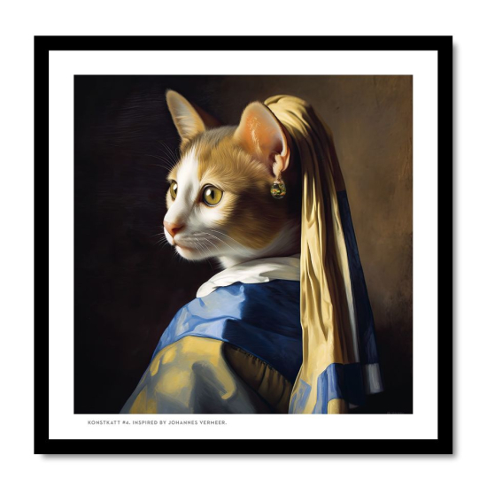 Inramad print (24X24 cm): Konstkatt 4 – Johannes Vermeer i gruppen Landshopping.se / Hem & Hantverk / Inredning / Tavlor & Posters hos Landshopping (10041_Print05)