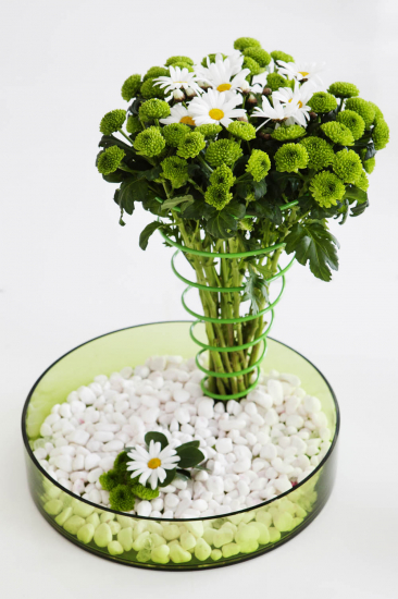 FLOWER SPRING bukettstöd 3 pack grön