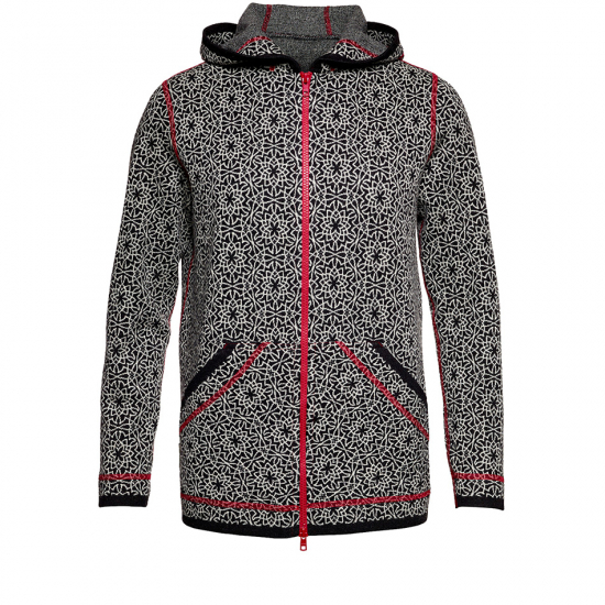 Ullkofta Hoodie Tulip svartvit L
