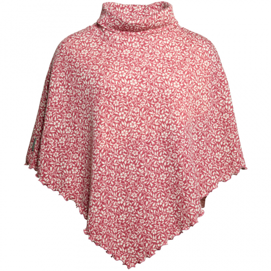 Kort ullponcho Vinca ros