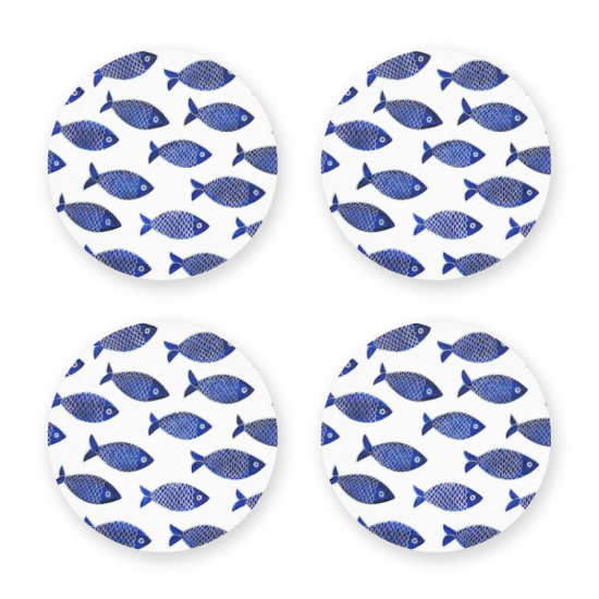 Glasunderlägg Fisklek 4-p