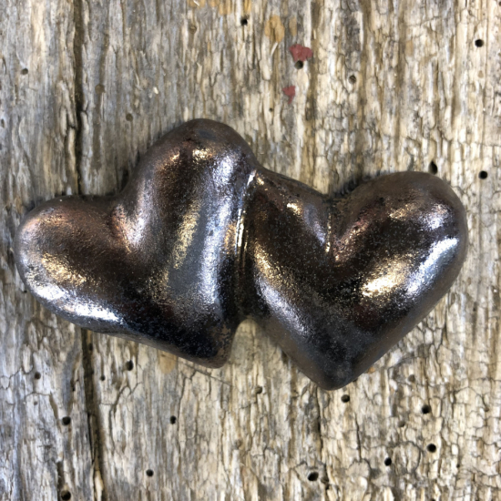 Dubbelhjärta med magnet Bronze