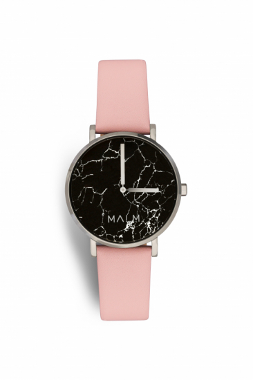 Black Storm Silver med rosa läderband