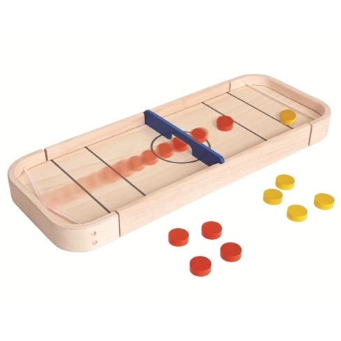 2-IN 1-Shuffle board sällskapsspel av trä - Plantoys