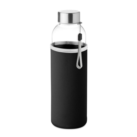 Vattenflaska glas 500ml med gummihölje - svart i gruppen Landshopping.se / Hem & Hantverk / Klimatsmart hos Landshopping (10093_3061)