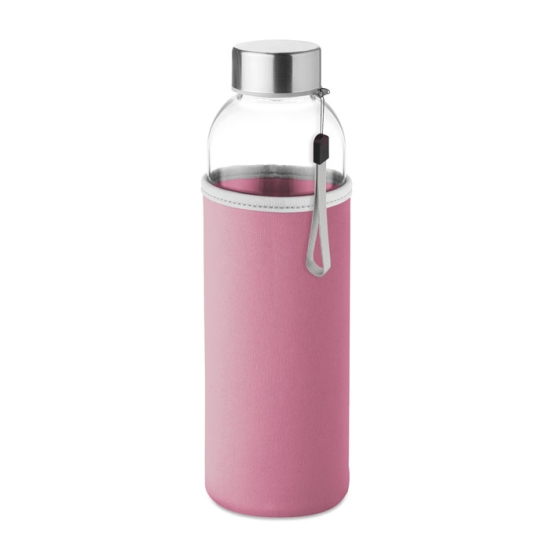 Vattenflaska glas 500ml med gummihölje - rosa i gruppen Landshopping.se / Hem & Hantverk / Klimatsmart hos Landshopping (10093_3063)