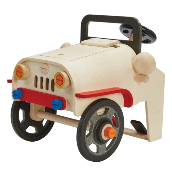 Kör och meka med bilen stor träleksak för barn - Plantoys