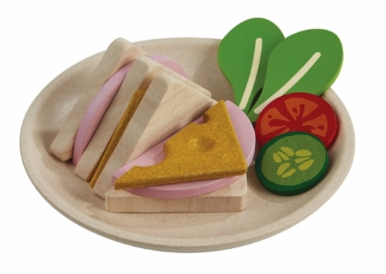 Gör egna sandwich - leksaksmat av trä från Plantoys