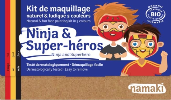Ekologiska ansiktsfärger för barn - Ninja & Superhjälte (3 st)