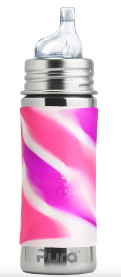 Pura pipflaska 325ml rostfritt stål med silikonhölje - pink swirl