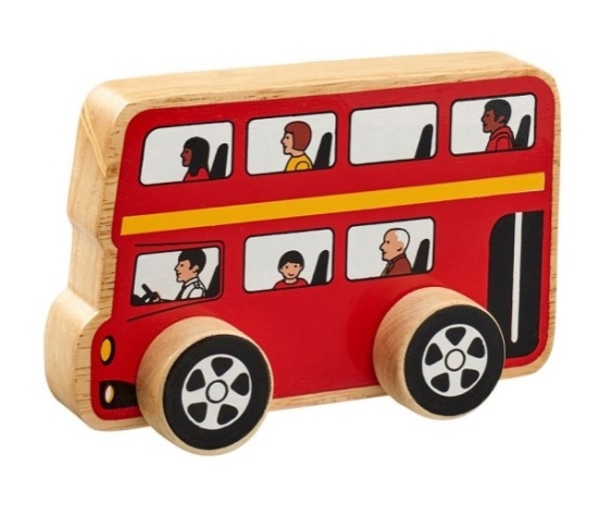 Dubbeldäckad buss - leksaksbil av trä från Lanka Kade 1