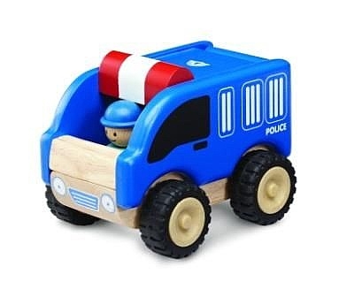 Mini polisbil leksaksbil av trä från Wonderworld toys