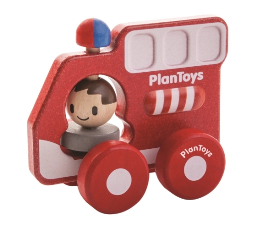 Glad brandbil - leksaksbil av trä från Plantoys i gruppen Landshopping.se / Hem & Hantverk / Leksaker hos Landshopping (10093_867)