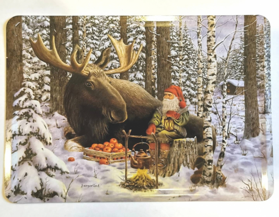 10-pack Julkort i metall av motiv Jan Bergerlind - Tomte med älg i gruppen Landshopping.se / Hem & Hantverk / Högtider / Jul hos Landshopping (10096_70377-10)