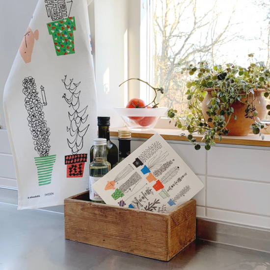 Paket - Italiensk blomsterhylla kökshandduk och disktrasa 1