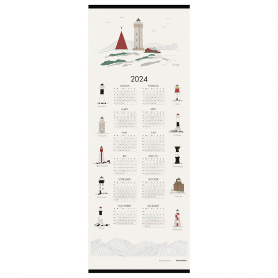 Svenska Fyrar, kalender 2024 i gruppen Landshopping.se / Hem & Hantverk / Inredning / Dekoration hos Landshopping (10104_101895-0024)