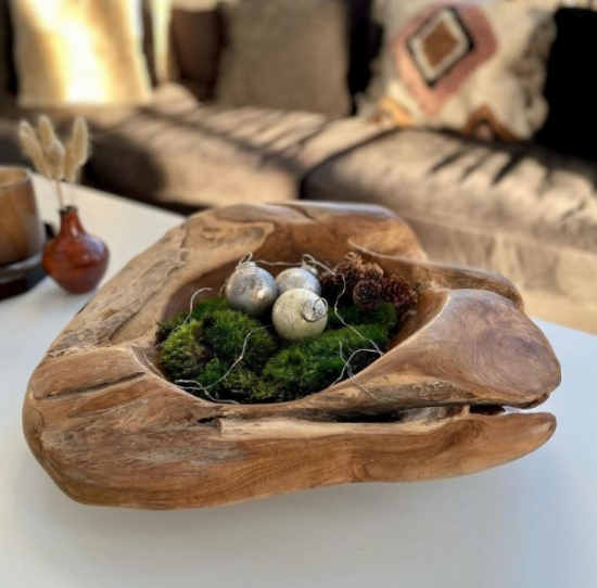 Rustik träskål av teak