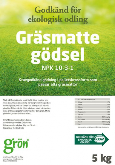 Gräsmattegödsel ekologisk 5 kg i gruppen Landshopping.se / Trädgård hos Landshopping (10142_400512)
