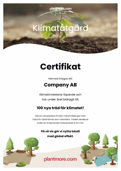 Plantera 100 träd som gåva - digitalt gåvobevis 1