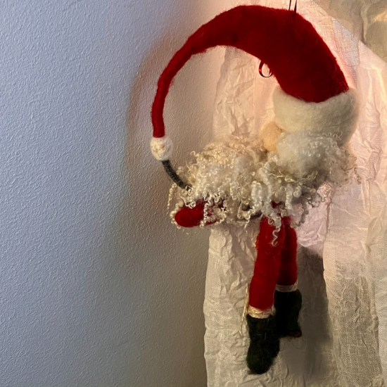 Dörrkrans tomte i ull