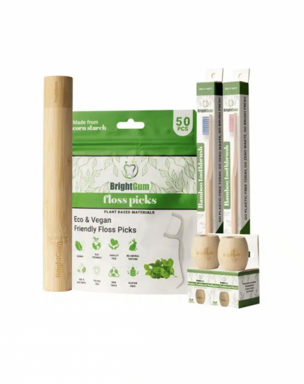 Startpaket För Partner, Fodral, Tandborste, Ställ, Plackers, Tandtråd, Bamboo, 100% vegan, Eco-friendly. Biodegradable, Noll Avfall, Oral hygiene. i gruppen Landshopping.se / Hud & Hälsa / Egenvård hos Landshopping (10236_0151002)