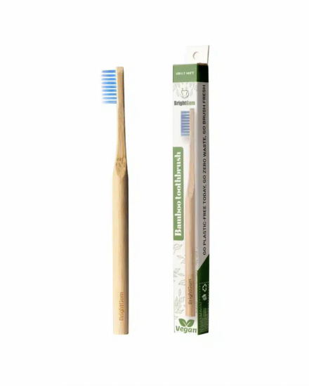 Tandborste Vuxen Blå, mjuk borste. Bambu, 100% Vegansk Handtag, Miljöv