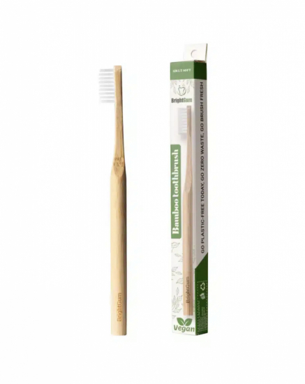 Tandborste Vuxen Vit, mjuk borste. Bambu, 100% Vegansk Handtag, Miljöv