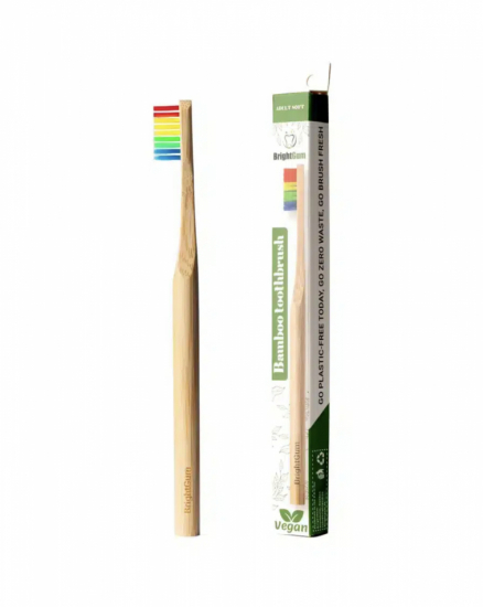 Tandborste Vuxen Regnbåge, mjuk borste. Bambu, 100% Vegansk Handtag, M