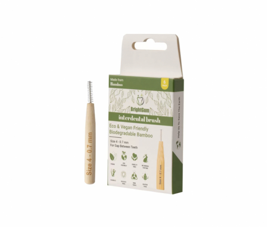 Mellanrumsborste | Size 4 – 0.7 mm. Bambu, 100% vegansk handtag, Miljö