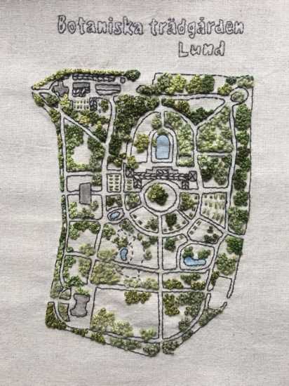 Broderikit - Karta, Botaniska trädgården i Lund