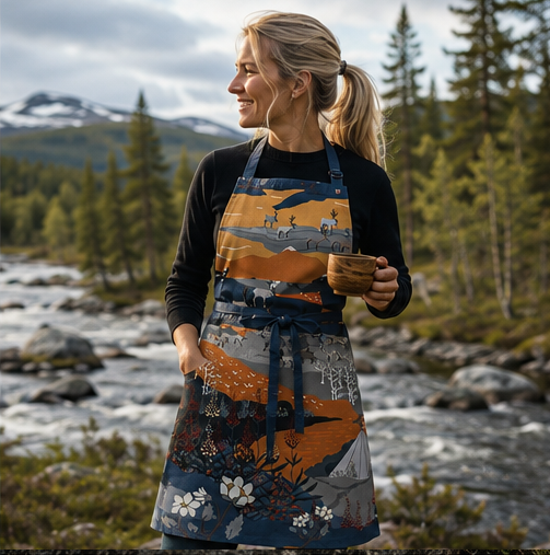 Fjällvandring orange förkläde 65x85cm i gruppen Landshopping.se / Kök & Matlagning / Kökstextilier / Förkläden & grytlappar hos Landshopping (10289_2724-53-03-06)