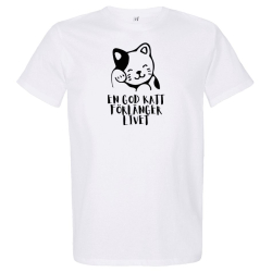 T-shirt: En god katt förlänger livet (vit)