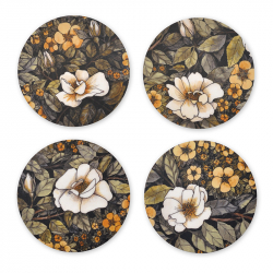 Glasunderlägg Rosatok 4-p