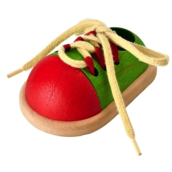 Snörsko - pedagogisk träleksak från Plantoys