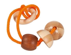Snör-knep & knåp - Orange av trä - klurig hjärngympa