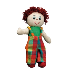 Mjuk pojkdocka av tyg brun/rött hår - fair trade från Lanka Kade