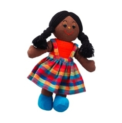 Mörkbrun tjejdocka av tyg - fair trade från Lanka Kade