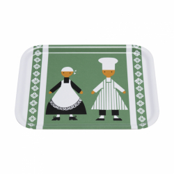 Kökspolka grön bricka, 27x20cm