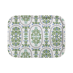 Skogsmedaljong, bricka, blågrön, 27x20cm