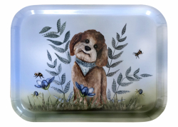 Bricka, Vovve blå scarf, 20x27 cm