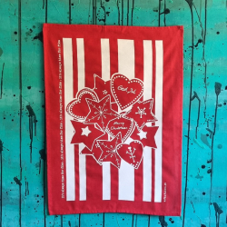 kökshandduk/bakduk SWEDISH FIKA GINGERBREAD röd-vit 50x70 cm