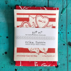 gåvoset SWEDISH FIKA GINGERBREAD kökshandduk + disktrasa röd-vit