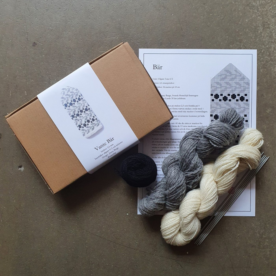 Landvanten Bär svart, materialsats 2