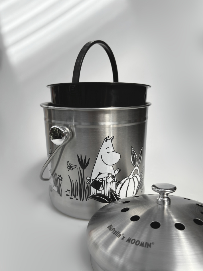 Mumin - hink för matuppsamling, Stainless Steel 4 liter - 