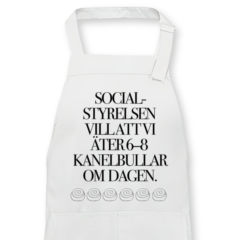 Förkläde: Kanelbulle – Socialstyrelsen (svart eller vitt)