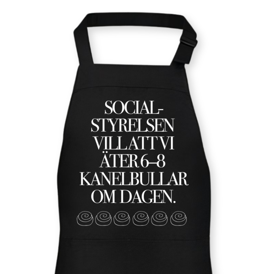 Förkläde: Kanelbulle – Socialstyrelsen (svart eller vitt)