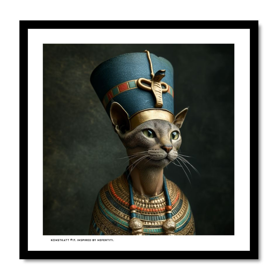 Inramad print (24X24 cm): Konstkatt 17 – Nefertiti